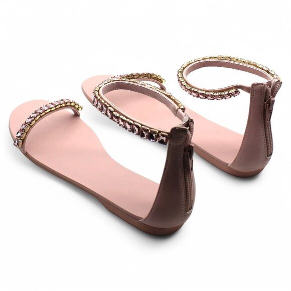 Inc Womens Pink Ankle Strap Embellished the Carmel Round Toe Zip-up Sandals Shoe - Picture 8 of 8